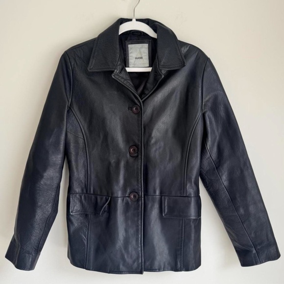 Vintage 90s Avanti Black Genuine Leather Blazer Jacket Women’s - Medium - Picture 4 of 8